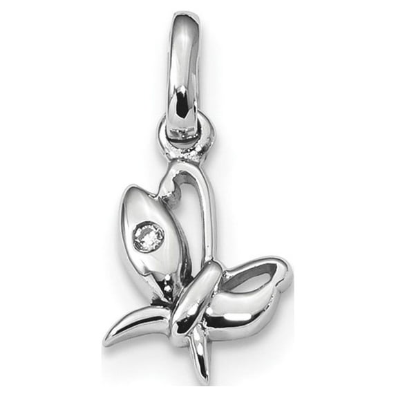 Sterling Silver CZ Butterfly Pendant Charm