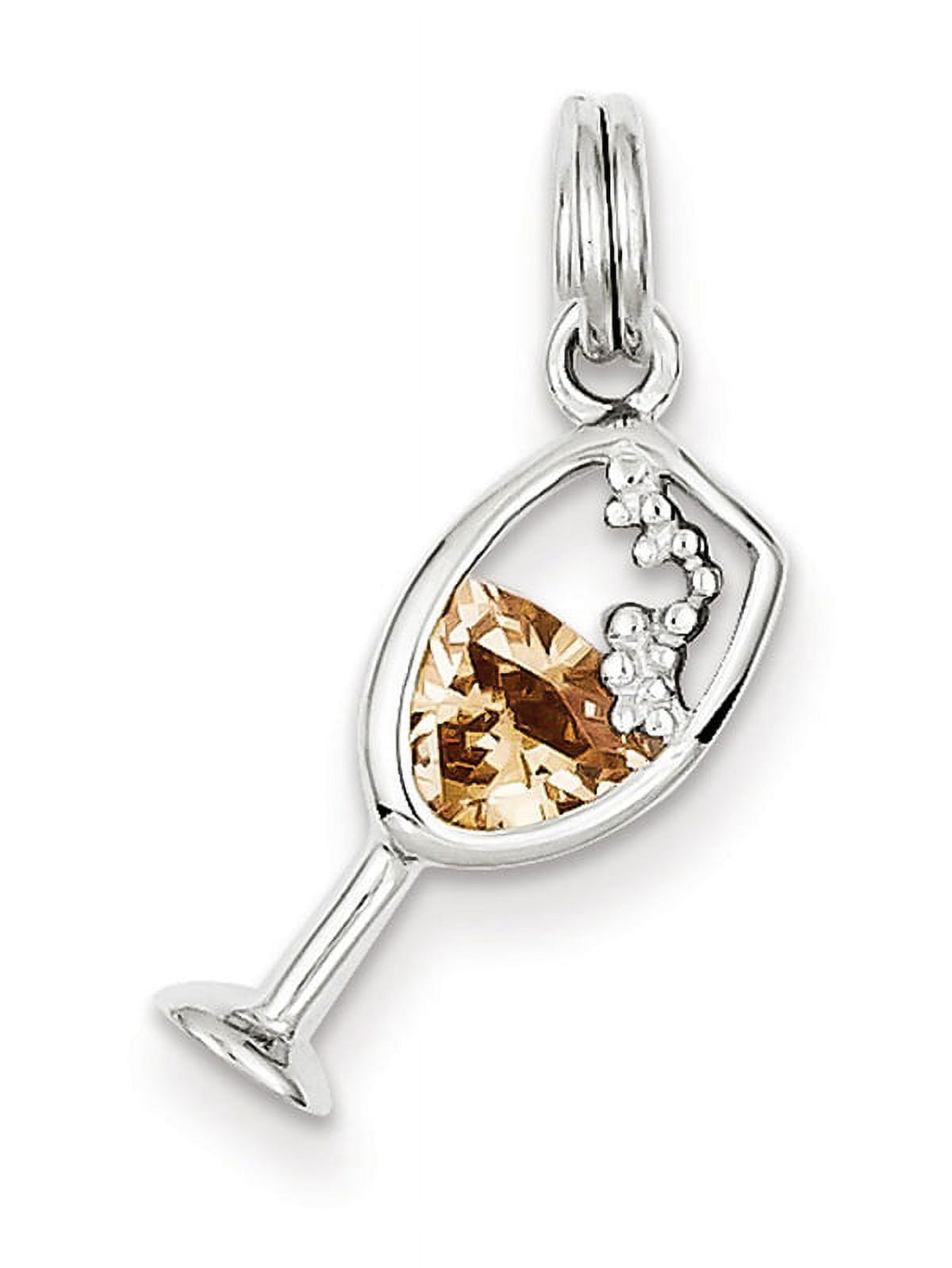 FJC Finejewelers Sterling Silver Cubic Zirconia Champagne Glass Charm