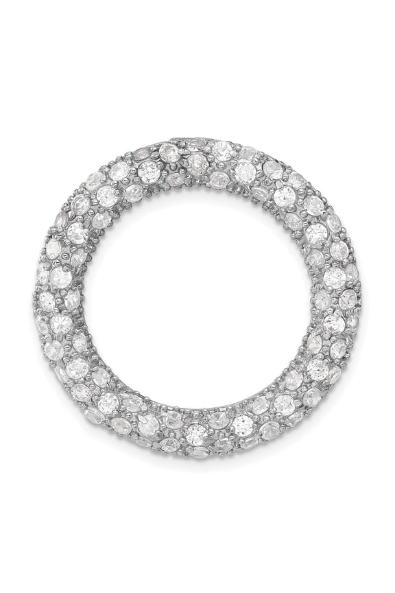 Sterling Silver CZ Circle Chain Slide Pendant