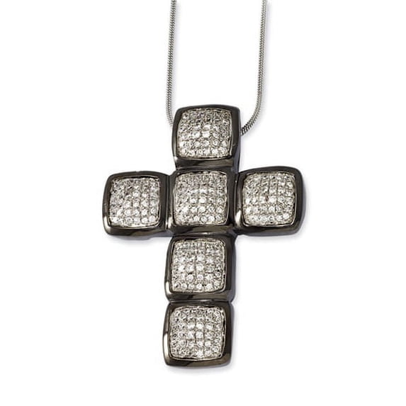 Sterling Silver & CZ Cross Necklace