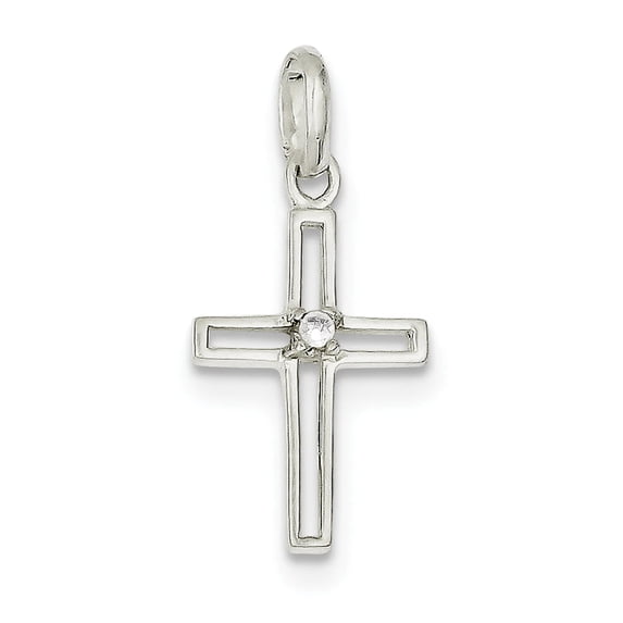 Sterling Silver CZ Cross Pendant QC7320