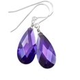 thumbnail image 1 of Sterling Silver CZ Earrings Purple Lavender Simulated Tanzanite in Cubic Zirconia Faceted Teardrops Designed for Adult Women, 1 of 5