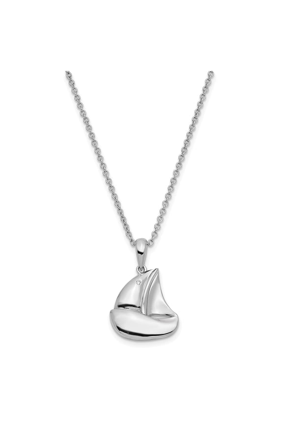 Sterling Silver Rhodium-plated CZ Explore Your World 14in. Necklace with 2in. ext