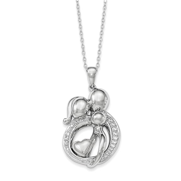 Sentimental Expressions Sterling Silver Rhodium-plated CZ Family of 3 Gathering 18in. Necklace