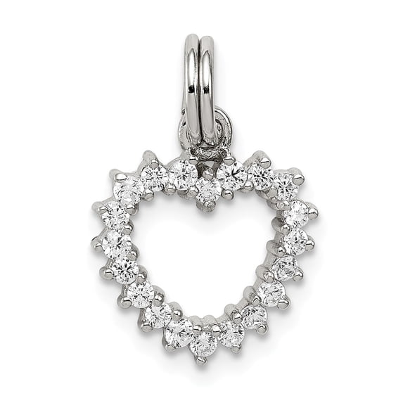 Sterling Silver CZ Heart Charm Pendant