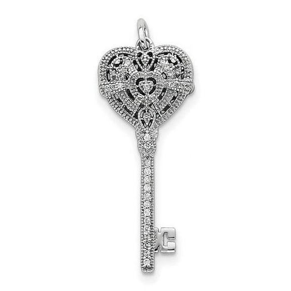 FJC Finejewelers Sterling Silver Cubic Zirconia Heart Key Locket Necklace
