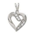 thumbnail image 1 of 925 Sterling Silver Polished Cubic Zirconia Love Heart Pendant Necklace 24x16mm Wide Pendant for Women, 1 of 2