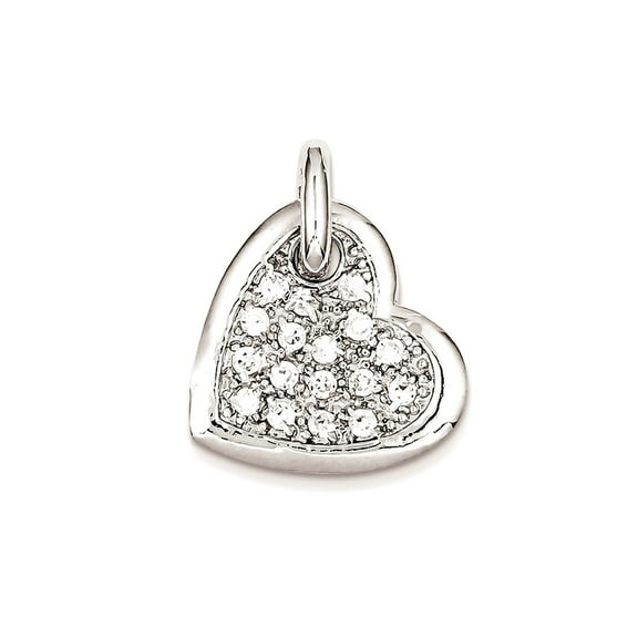 925 Sterling Silver Cubic Zirconia Love Heart Pendant Necklace 27x21mm Wide Pendant for Women