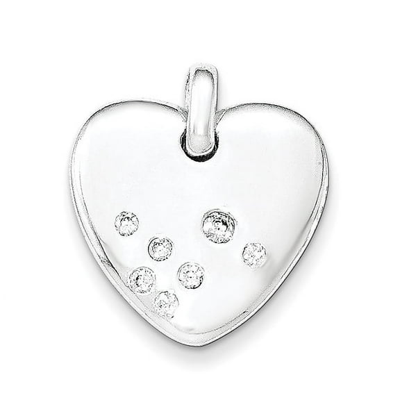 Finest Gold Sterling Silver Polished CZ Heart Pendant