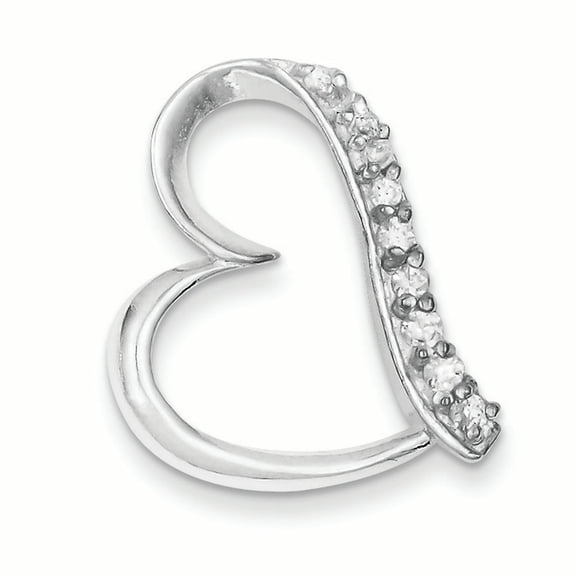 Sterling Silver CZ Heart Slide Pendant QP1373