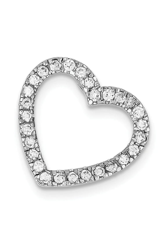 925 Sterling Silver Polished Cubic Zirconia Love Heart Slide Pendant Necklace 23x23mm Wide Pendant for Women