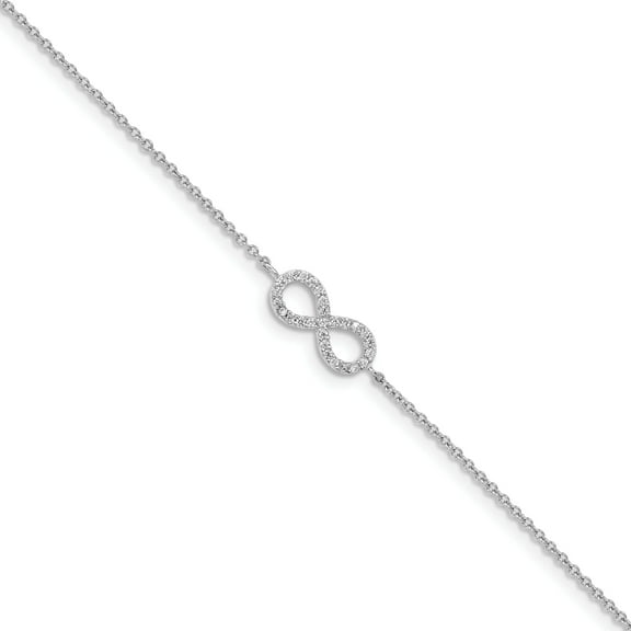 Sterling Silver CZ Infinity Symbol 7in. w/1in ext. Bracelet