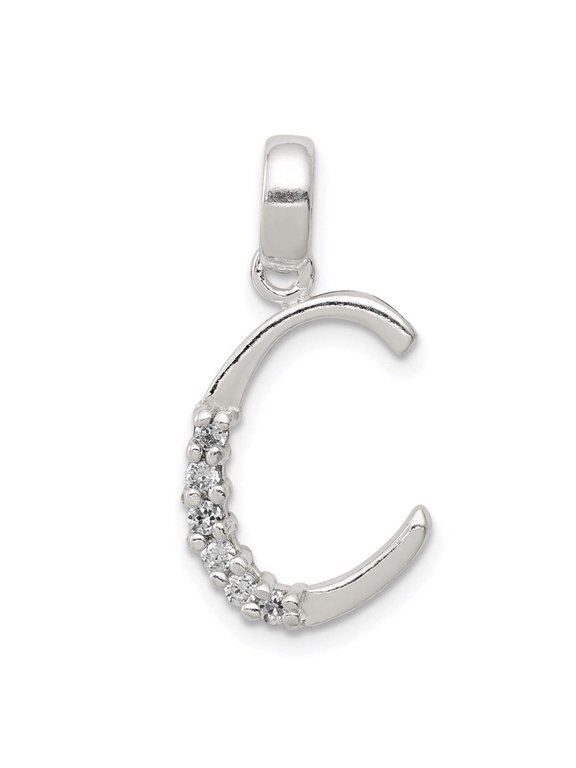 Sterling Silver CZ Initial C Charm Pendant