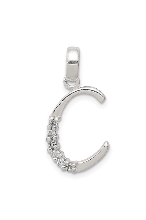 Sterling Silver CZ Letter C Initial Pendant
