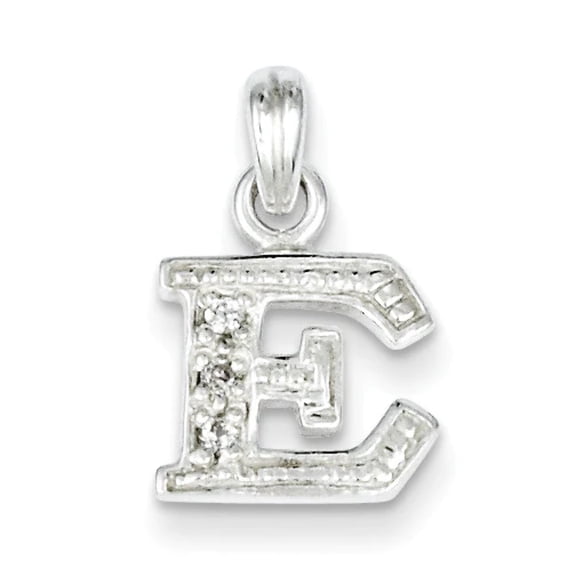 FJC Finejewelers Sterling Silver Cubic Zirconia Initial E Pendant Necklace - Chain Included