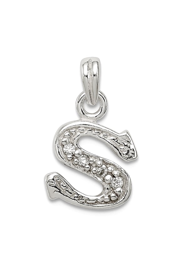 FJC Finejewelers Sterling Silver Cubic Zirconia Initial S Pendant Necklace - Chain Included