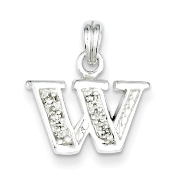 Sterling Silver CZ Letter W Initial Pendant QC6717W