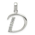 thumbnail image 1 of 925 Sterling Silver Polished Cubic Zirconia Letter Name Personalized Monogram Initial D Pendant Necklace 23x16mm Wide Pe, 1 of 4