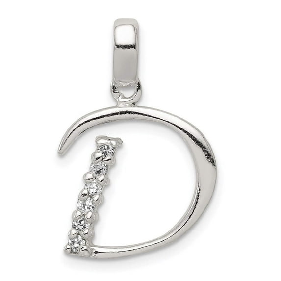 925 Sterling Silver Polished Cubic Zirconia Letter Name Personalized Monogram Initial D Pendant Necklace 23x16mm Wide Pe