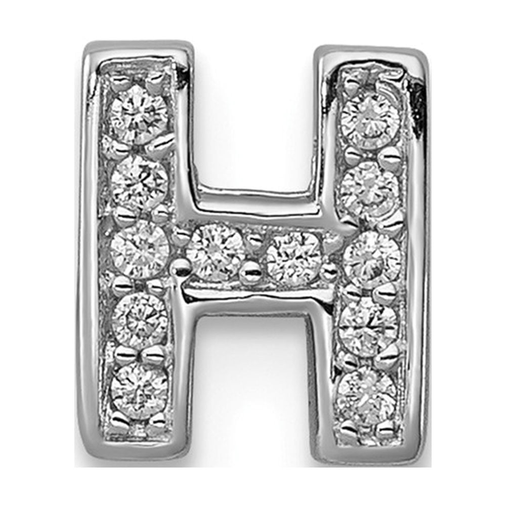 Sterling Silver CZ Letter H Initial Slide Charm Pendant