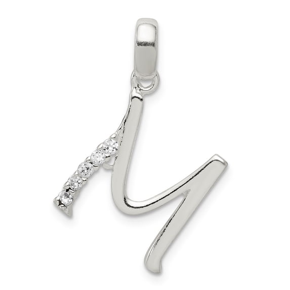 Sterling Silver CZ Letter M Initial Pendant Charm
