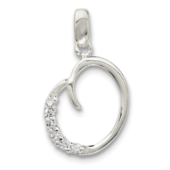Sterling Silver CZ Initial O Charm Pendant