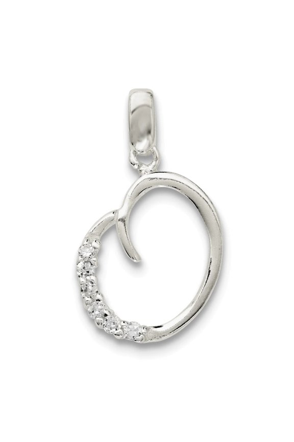 Sterling Silver CZ Initial O Charm Pendant