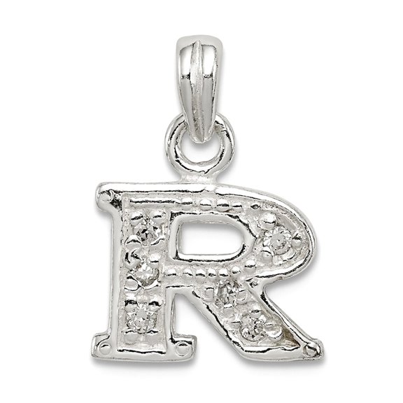 FJC Finejewelers Sterling Silver Cubic Zirconia Initial R Pendant Necklace - Chain Included