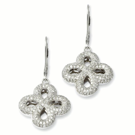 Sterling Silver & CZ Leverback Earrings