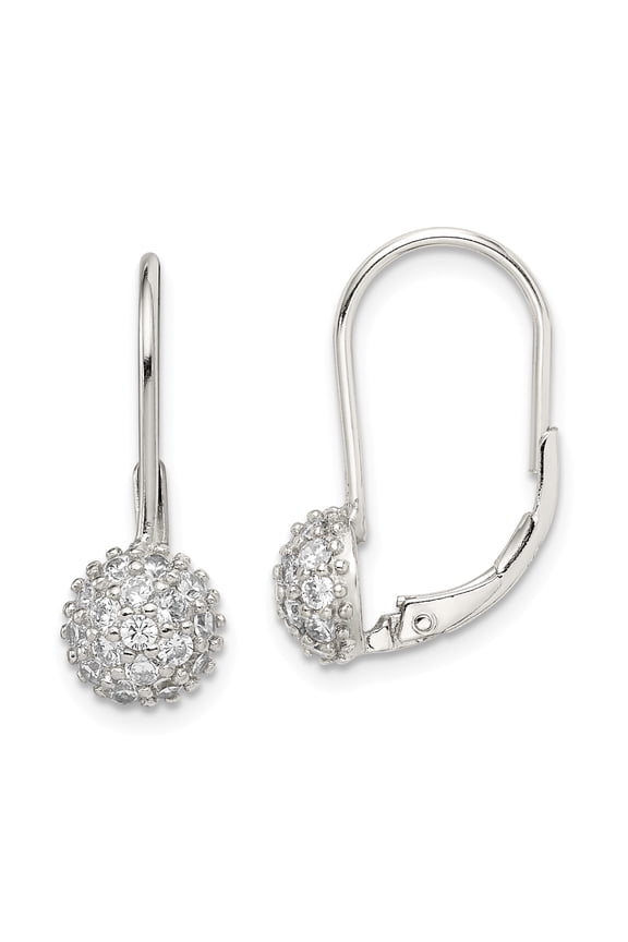 Sterling Silver CZ Leverback Earrings