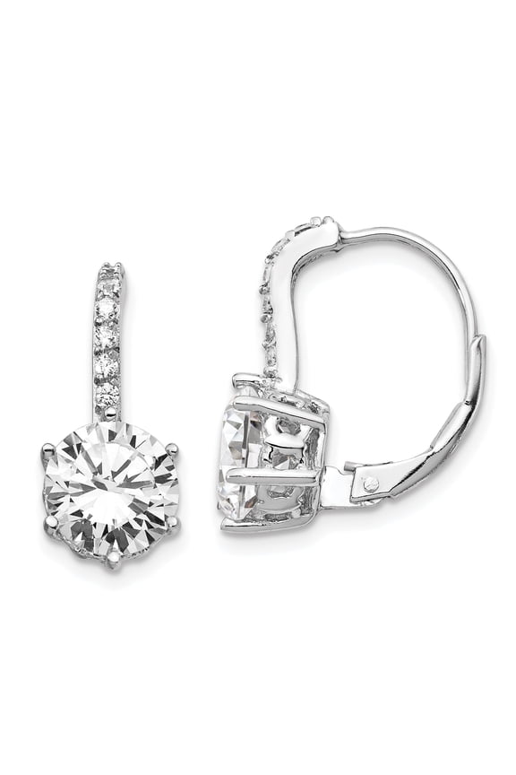 Sterling Silver CZ Leverback Earrings