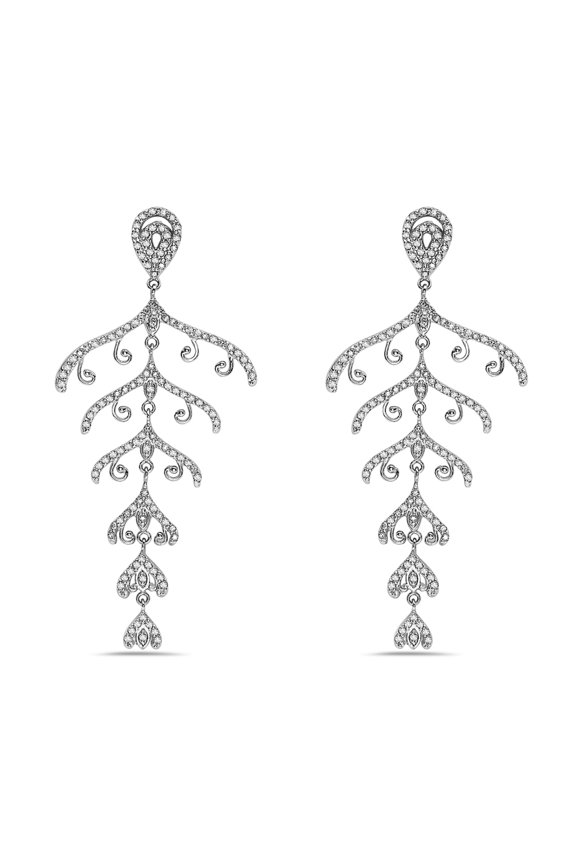 Sterling Silver CZ Long Umbrella Shaped Party Earring