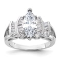 thumbnail image 1 of Sterling Silver Rhodium-plated Marquise Shape Center CZ Ring QR2021, 1 of 6