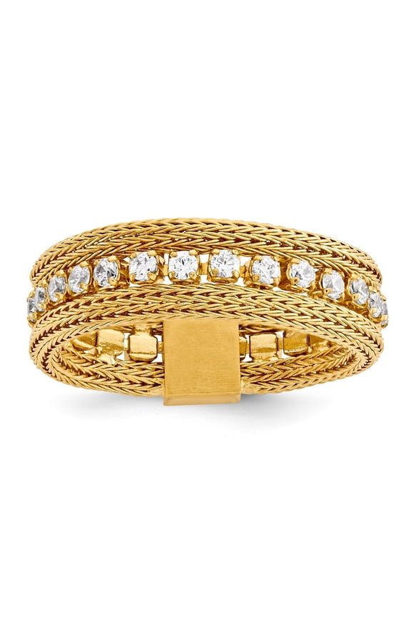 Finest Gold Sterling Silver CZ Mesh Eternity Band Ring -Yellow - Size 9