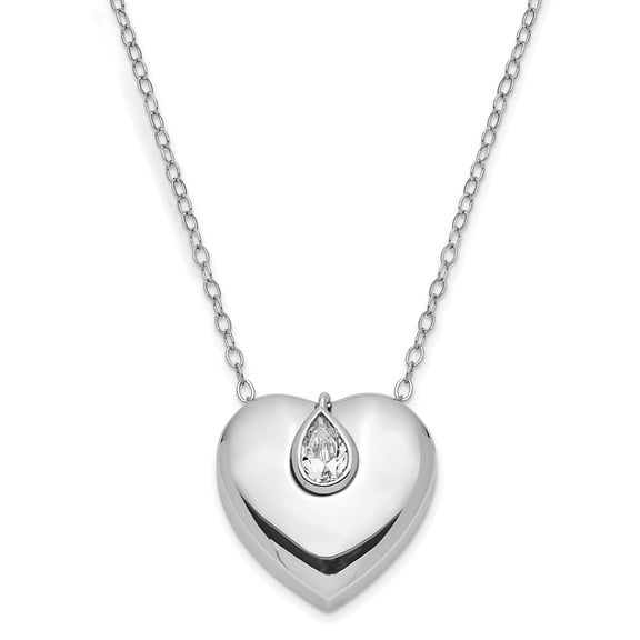 Sterling Silver CZ Missing You Ash Holder 18in. Necklace and Pendant