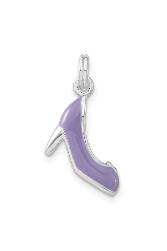 Sterling Silver CZ Polished Enamel High Heel Charm
