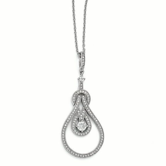 Sterling Silver & CZ Polished Necklace