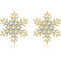 Sterling Silver CZ Snowflake Earrings Stud for Women Teens Christmas Snowflake Stud Earrings Winter Holiday Earrings