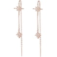thumbnail image 1 of Sterling Silver CZ Star Dangle Earrings for Women Teens Long Dangle Earrings Threader Tassel, 1 of 10