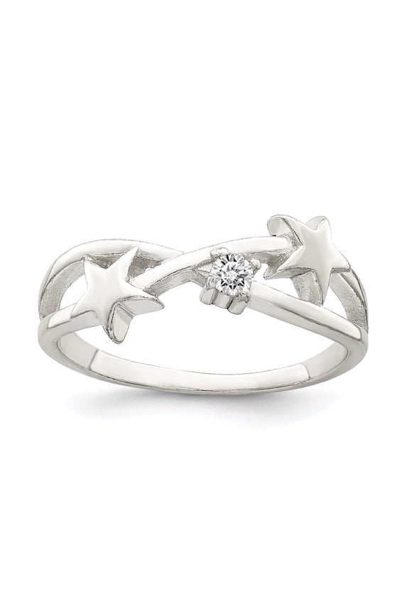 Simply Starz Sterling Silver CZ Star Ring