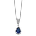 thumbnail image 1 of Sterling Silver CZ & Synthetic Dk Blue Spinel Pear Shaped Necklace, 1 of 2