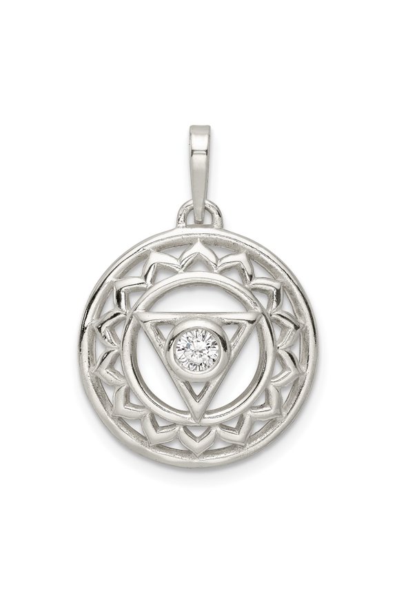 Sterling Silver CZ Throat Chakra Filigree Pendant