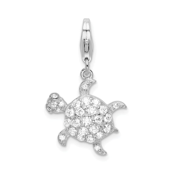 Sterling Silver CZ Turtle Lobster Clasp Charm