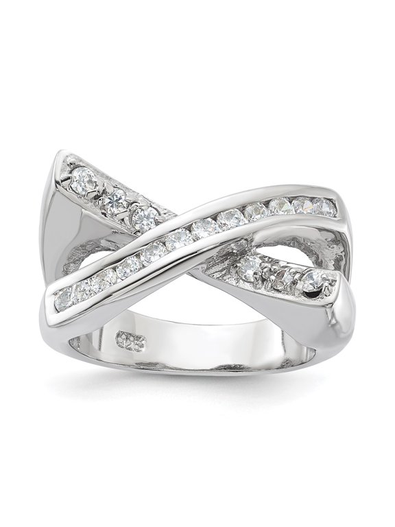 Sterling Silver CZ X Ring