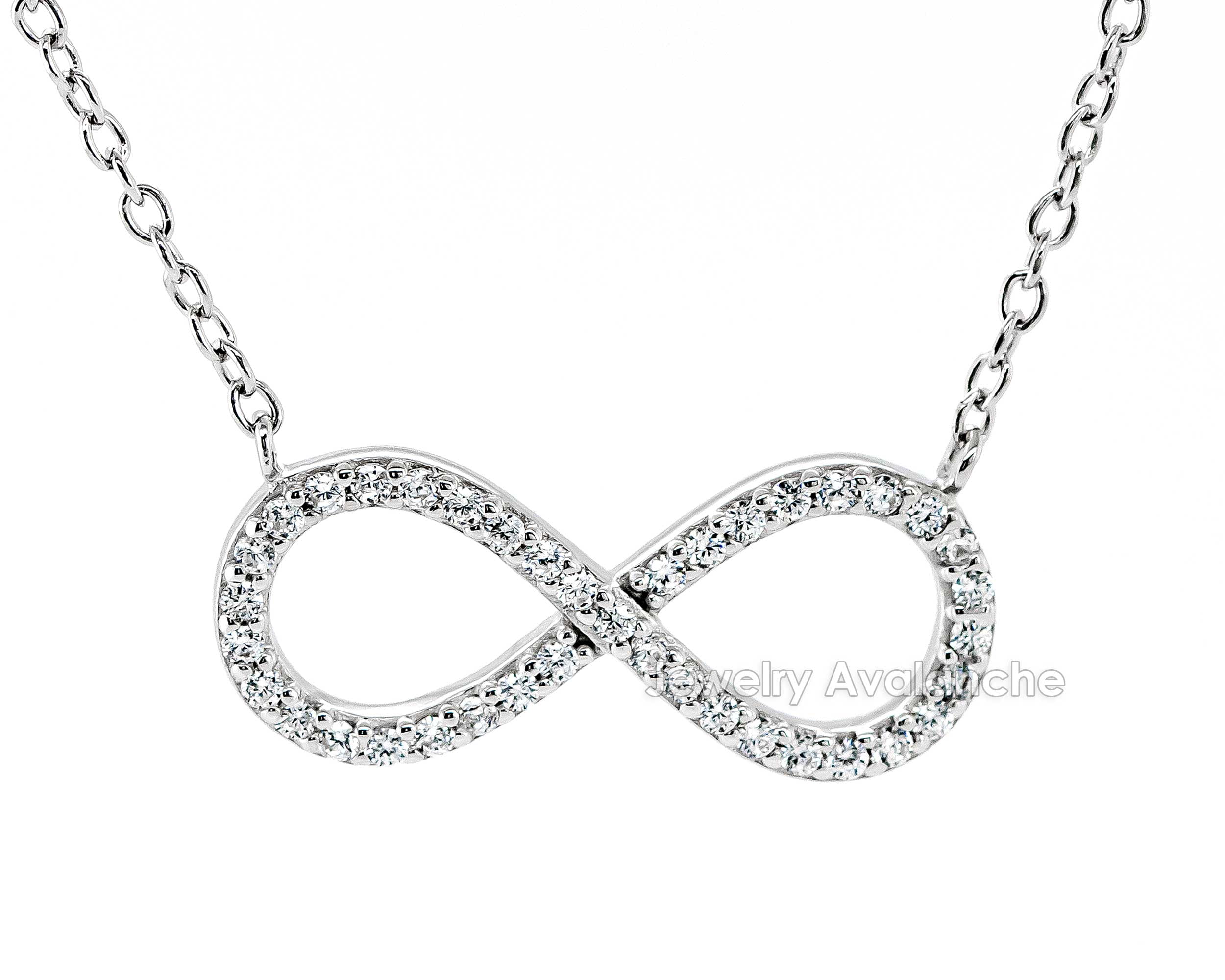 Sterling Silver CZ accented Ladies Infinity Pendant Necklace 16