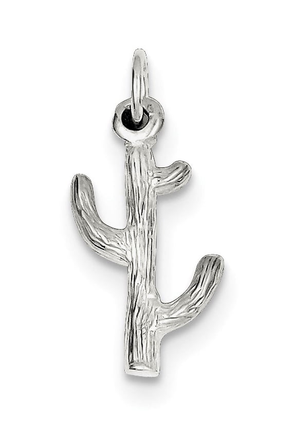 925 Sterling Silver Solid Hollow Polished Cactus Charm 21x12mm Wide Pendant Necklace for Women