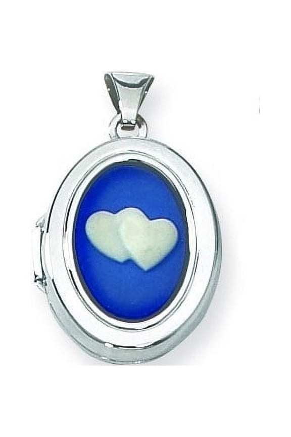 Sterling Silver Cameo I Love You Locket - Just Under 3/4 Inch X Almost 1 Inch