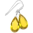 thumbnail image 1 of Sterling Silver Canary Yellow Simulated Diamond Earrings CZ Simple Dainty Teardrops Cubic Zirconia Drops Designed for Adult Women and s, 1 of 5