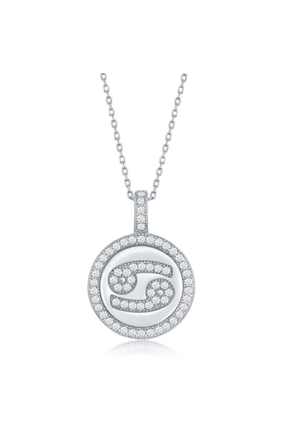 Sterling Silver "Cancer" Zodiac Pendant Necklace