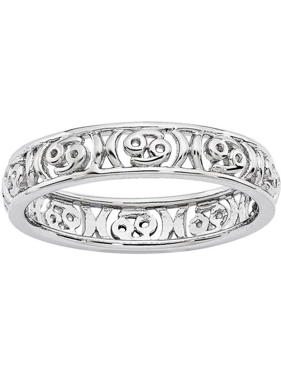 Sterling Silver Cancer Zodiac Ring